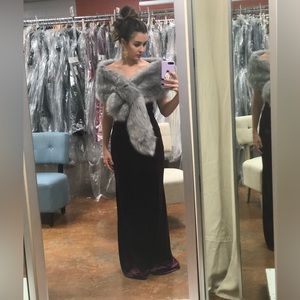 Maroon/deep red velvet floor length dress